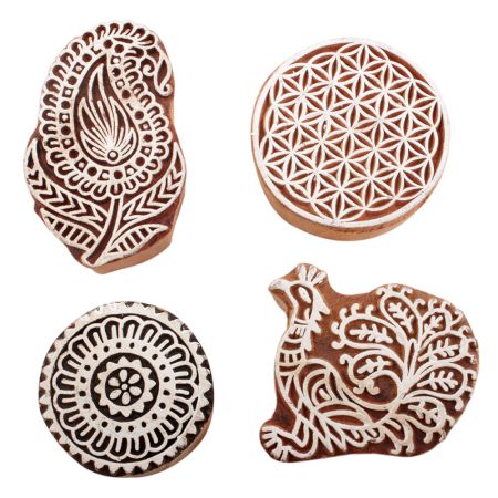 Set of 4 Piece New Mix Wooden Printing Block